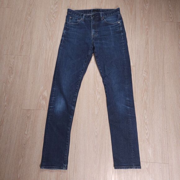 Uniqlo Slim Straight Selvedge Jeans Mens 29x34(31) Blue Kaihara Stretch Mid Rise - Picture 1 of 11